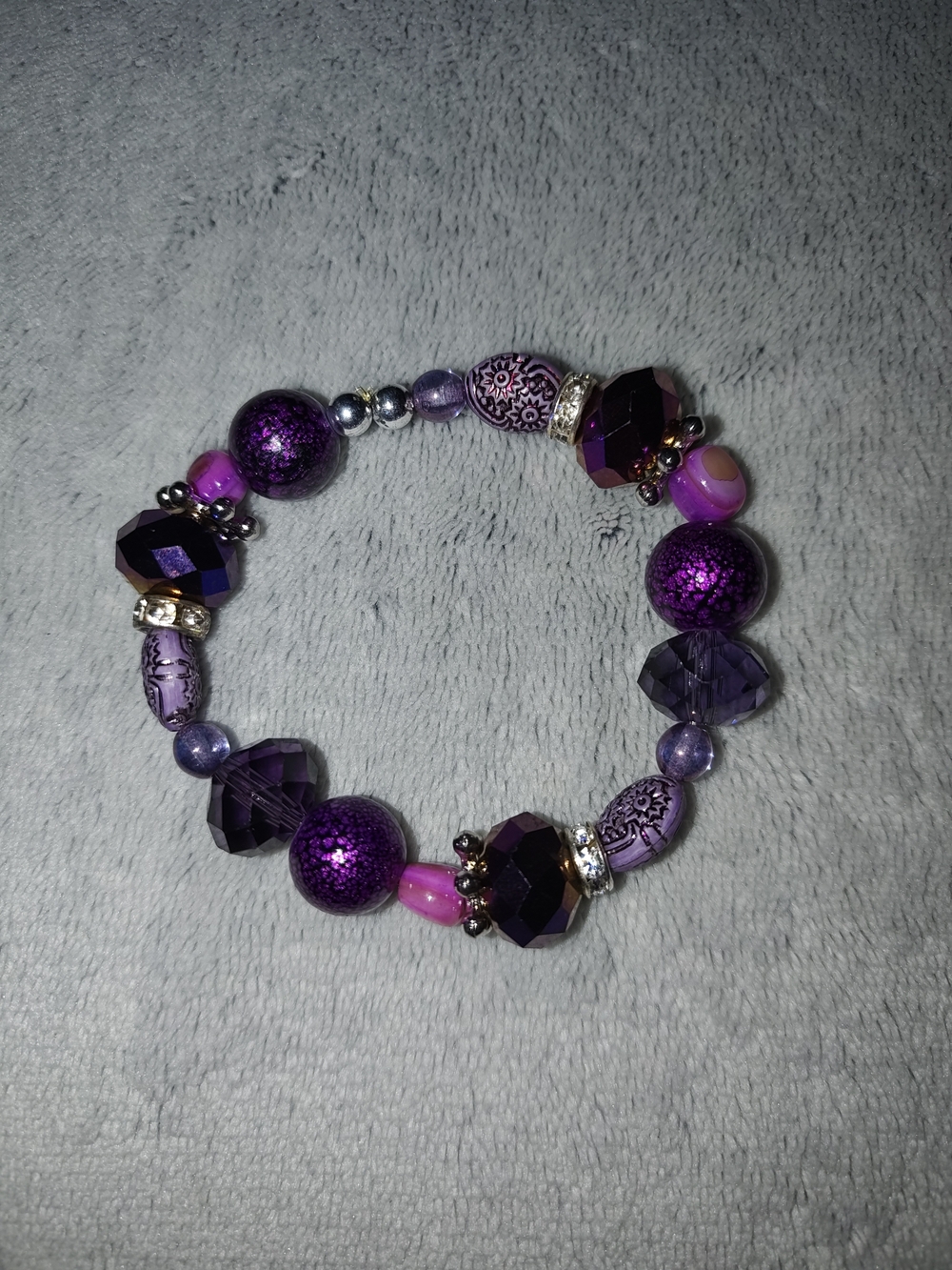 Purple Beaded Stretch Bracelet - Women Jewelry